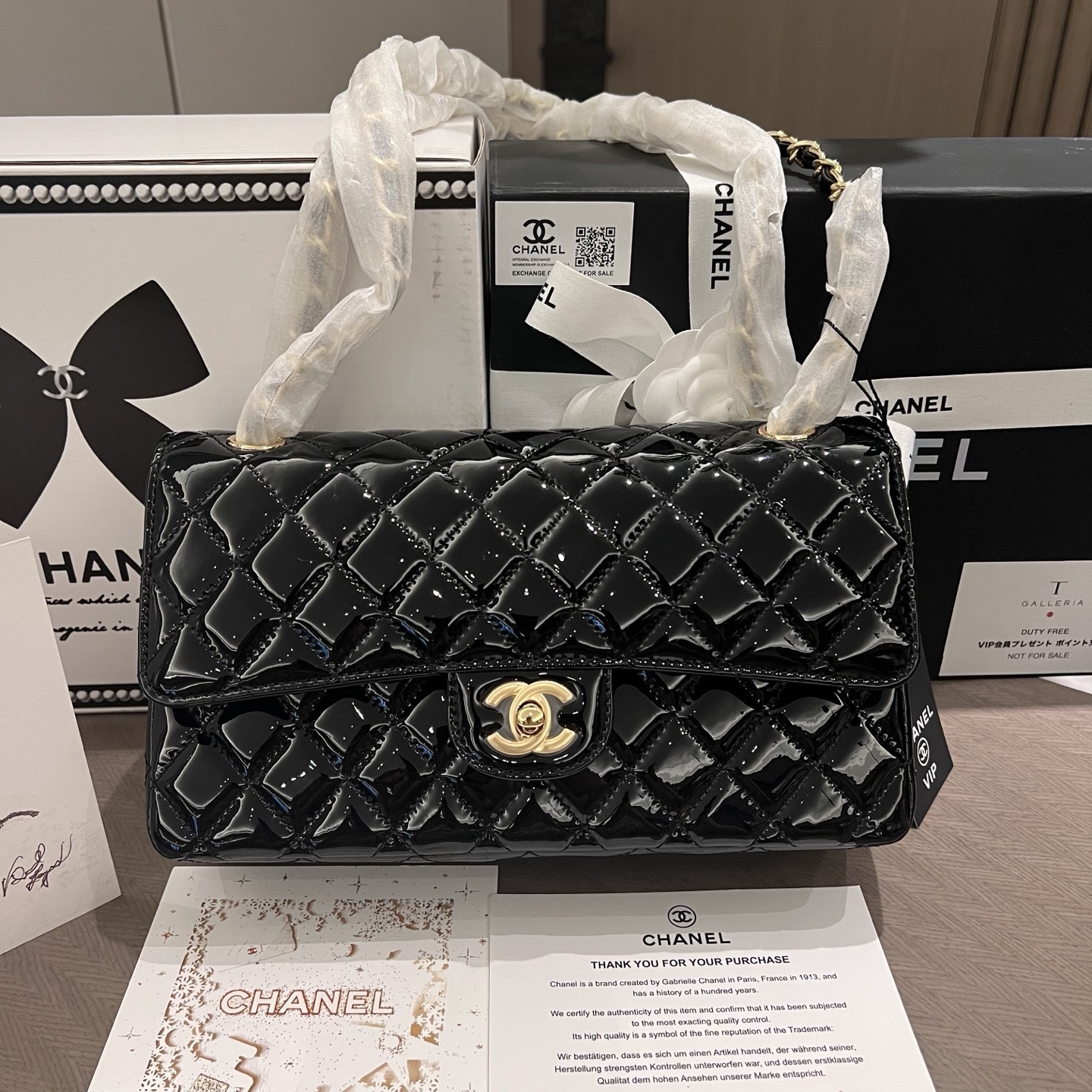 Chanel Patent Leather CF Double Flap Chain Bag