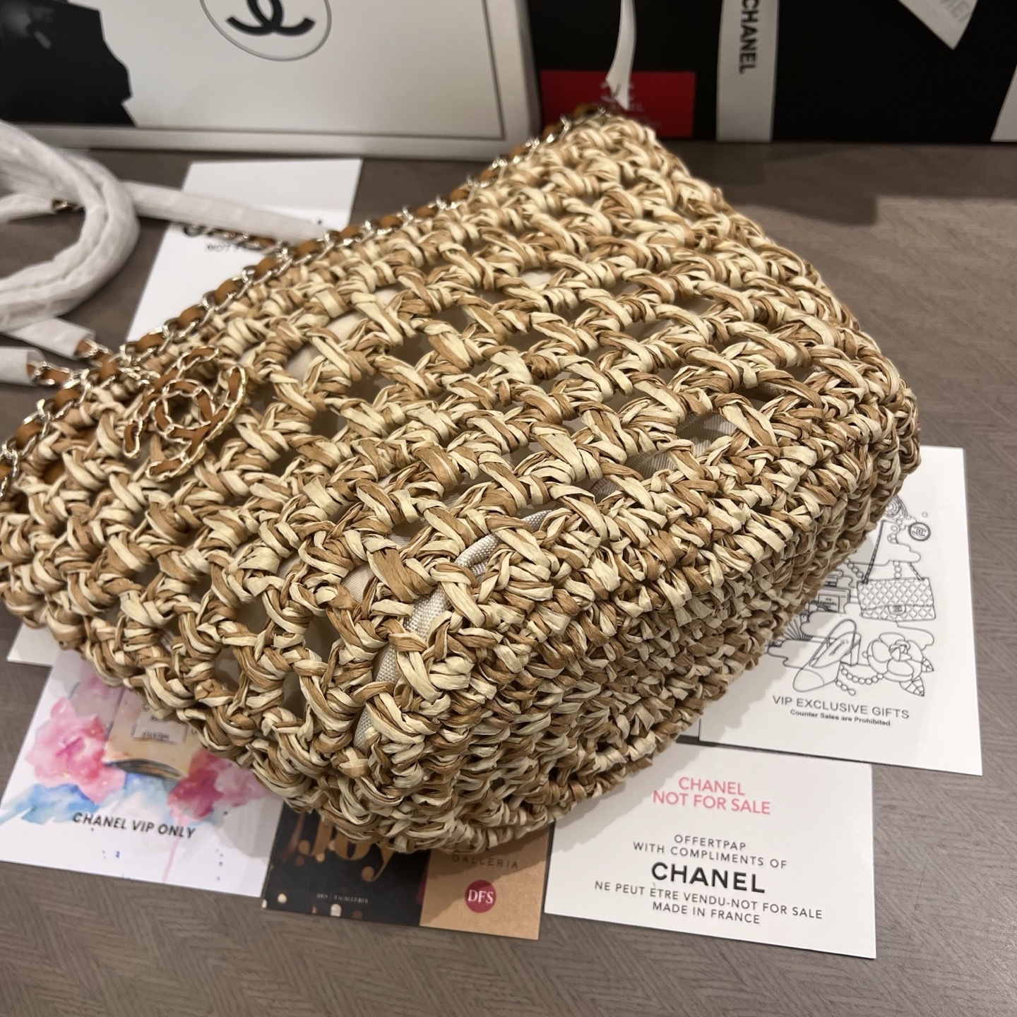 Chanel Raffia Straw Shopping Tote