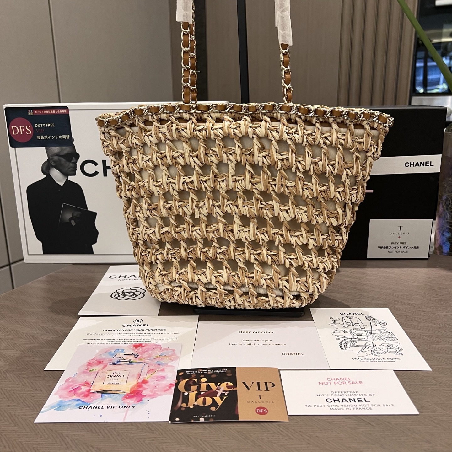 Chanel Raffia Straw Shopping Tote