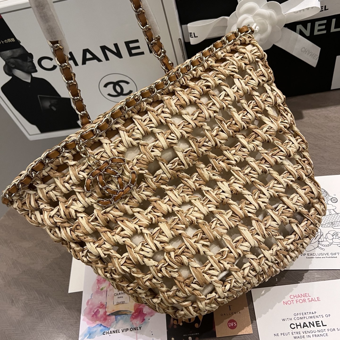 Chanel Raffia Straw Shopping Tote