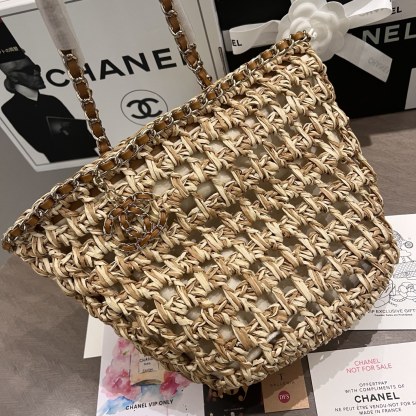 Chanel Raffia Straw Shopping Tote