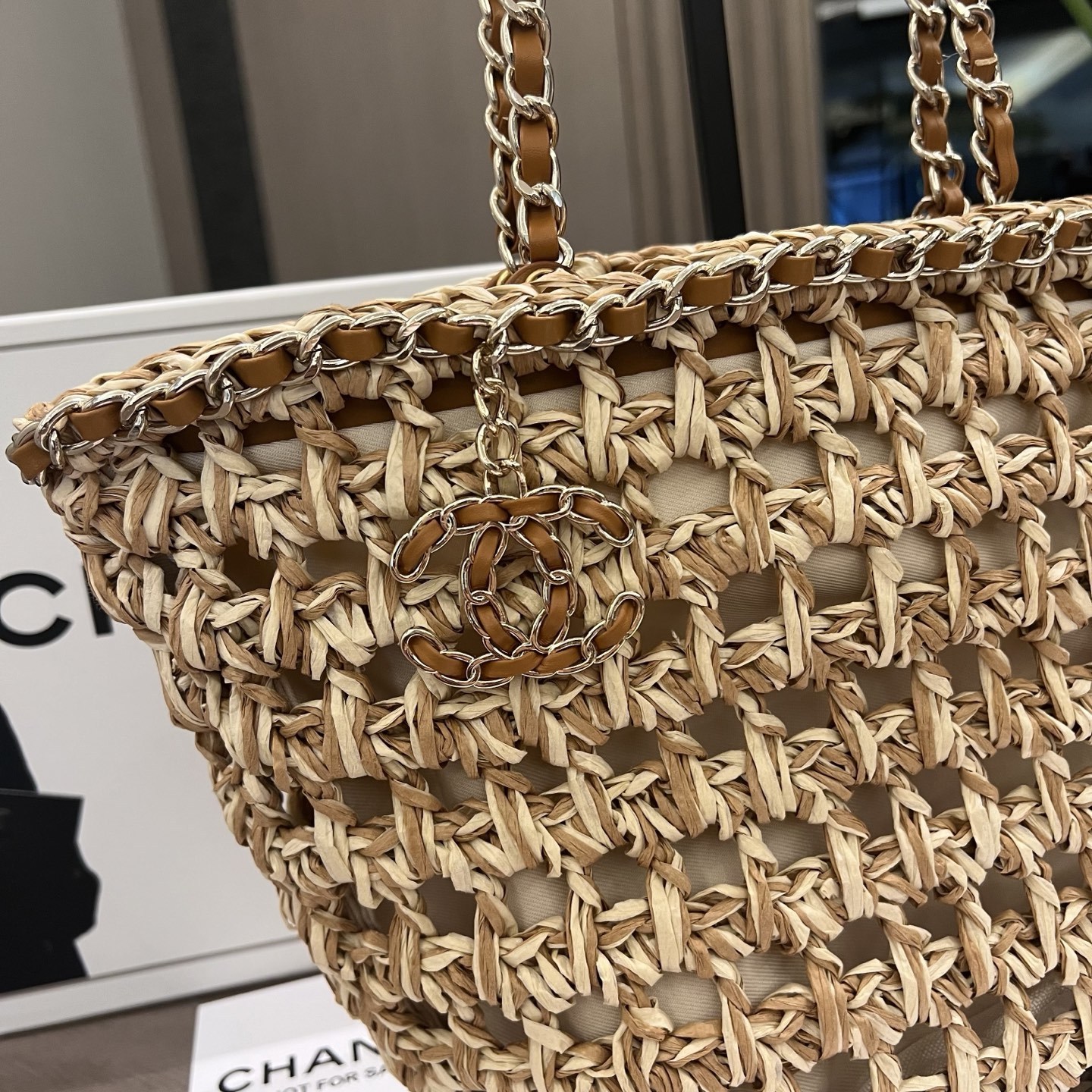 Chanel Raffia Straw Shopping Tote