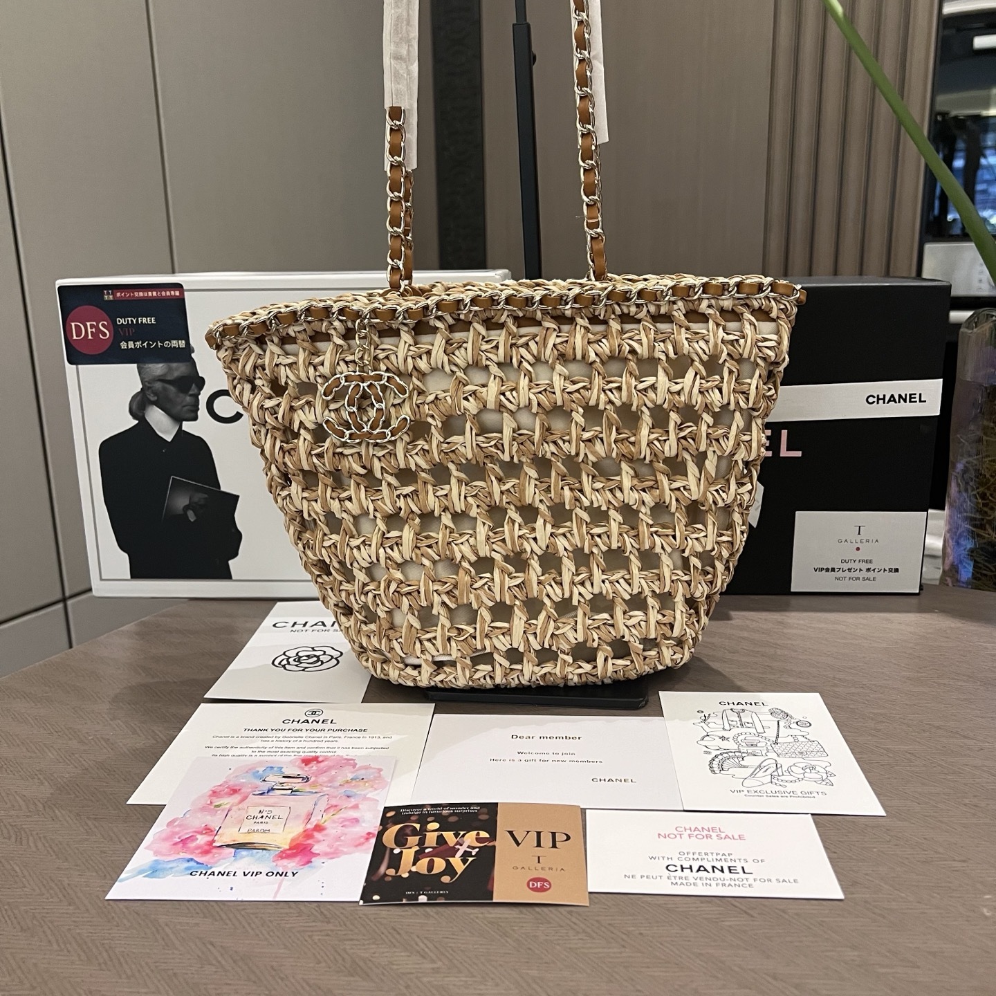Chanel Raffia Straw Shopping Tote