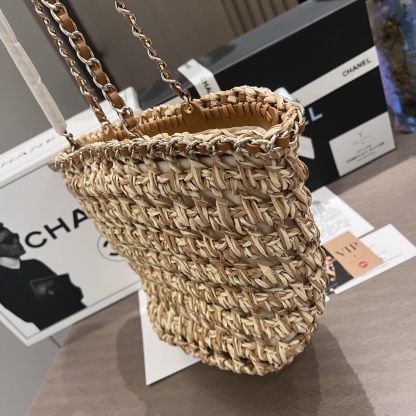 Chanel Raffia Straw Shopping Tote