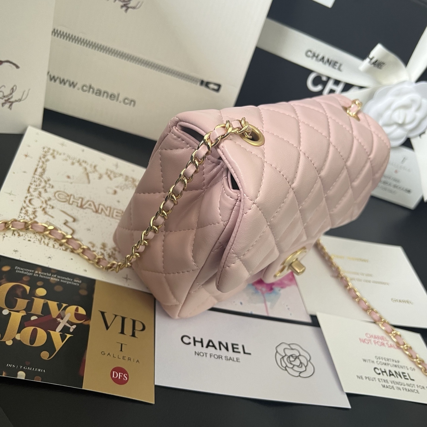 Chanel Pink Gold Ball Square Flap Bag