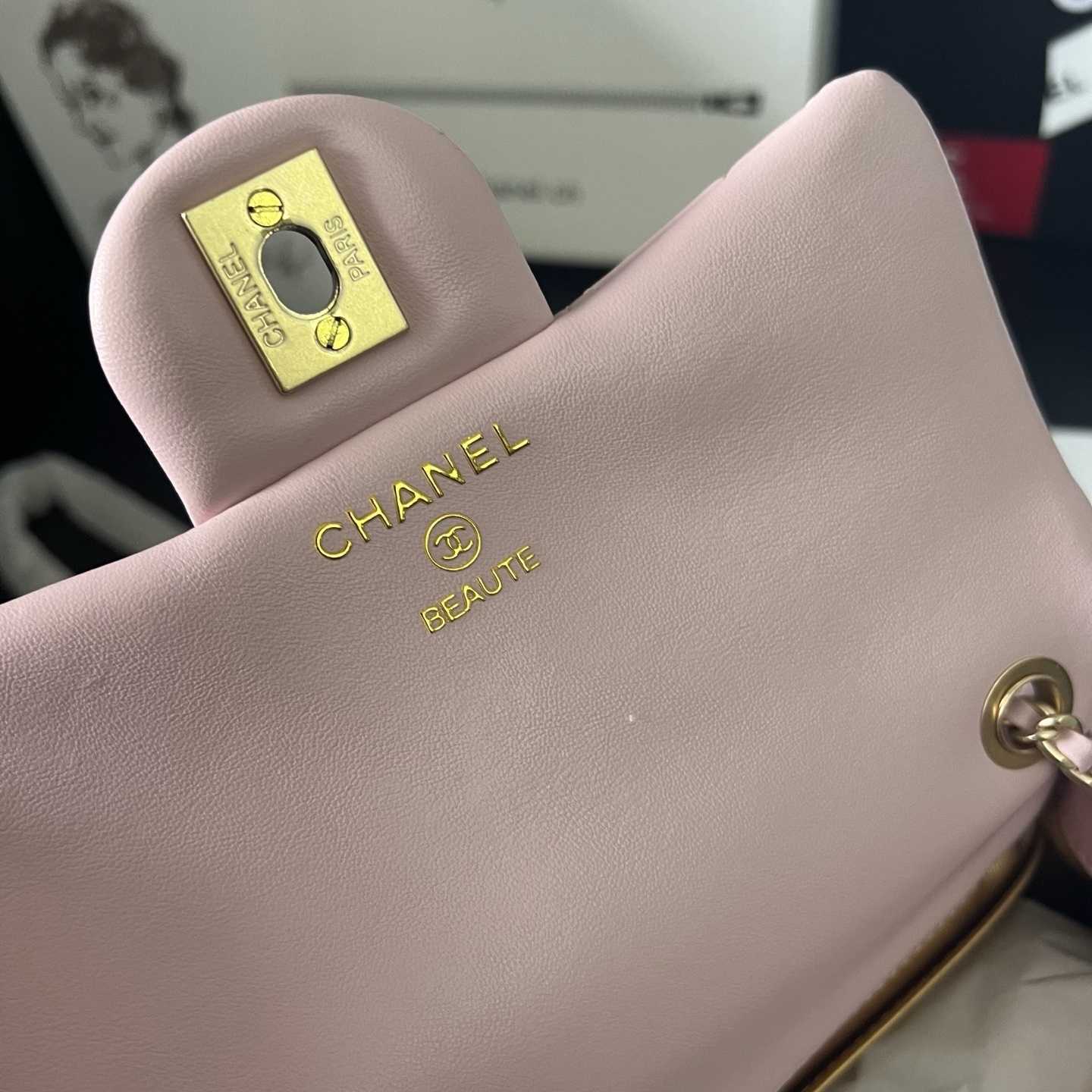 Chanel Pink Gold Ball Square Flap Bag