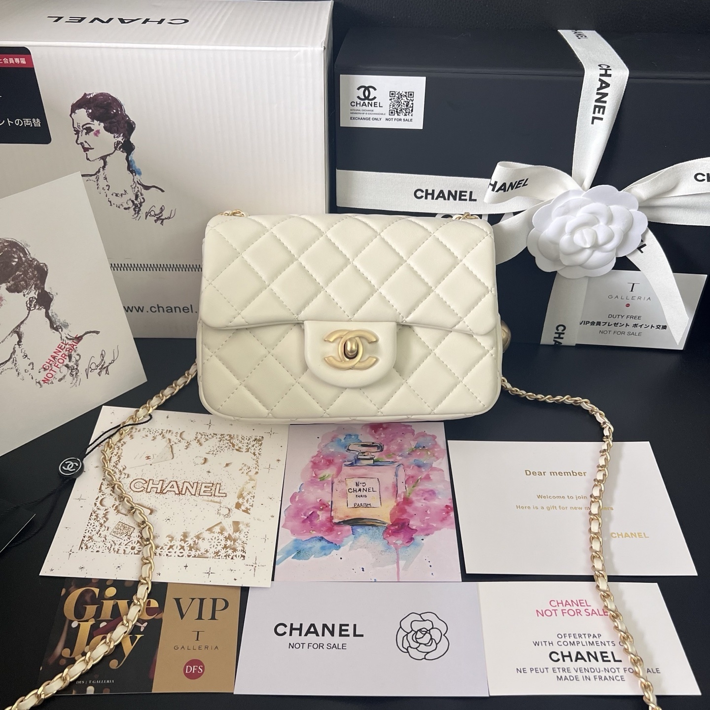 Chanel White Gold Ball Square Flap Bag
