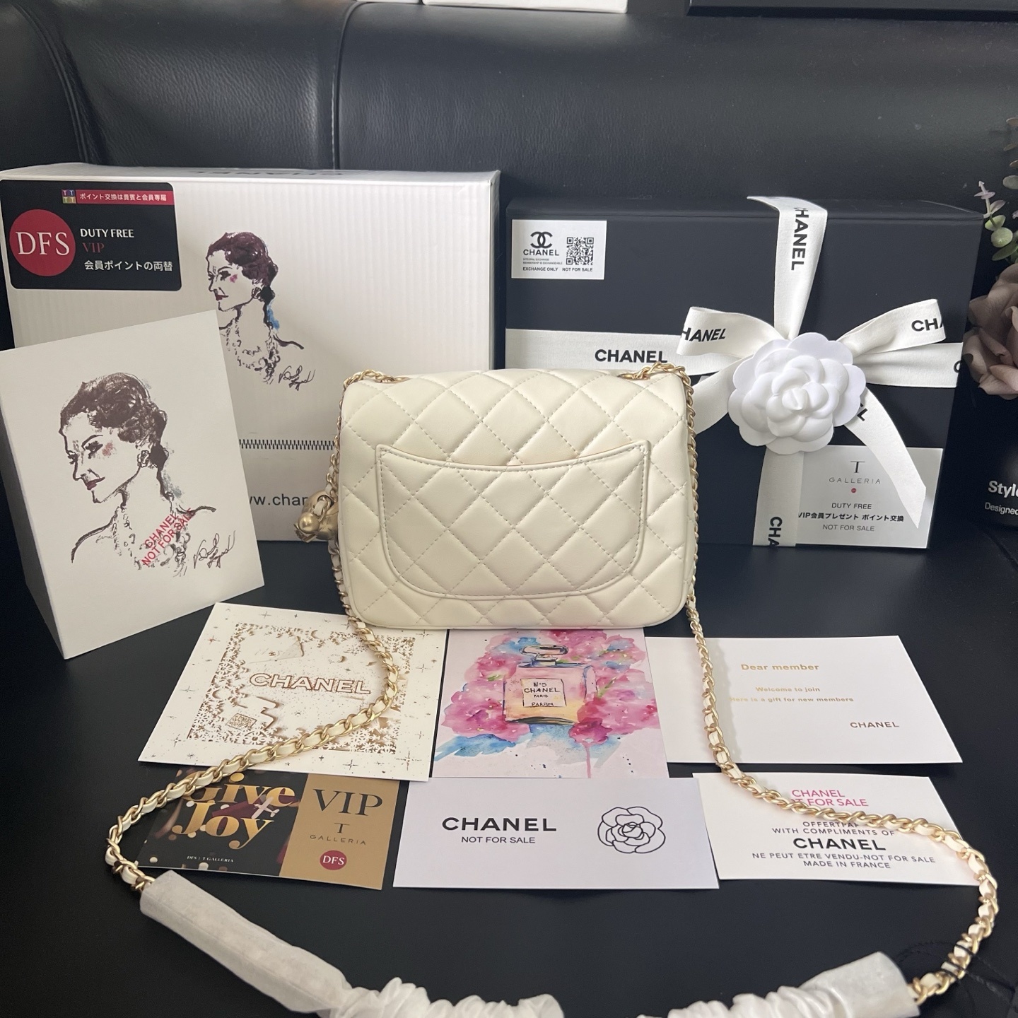 Chanel White Gold Ball Square Flap Bag