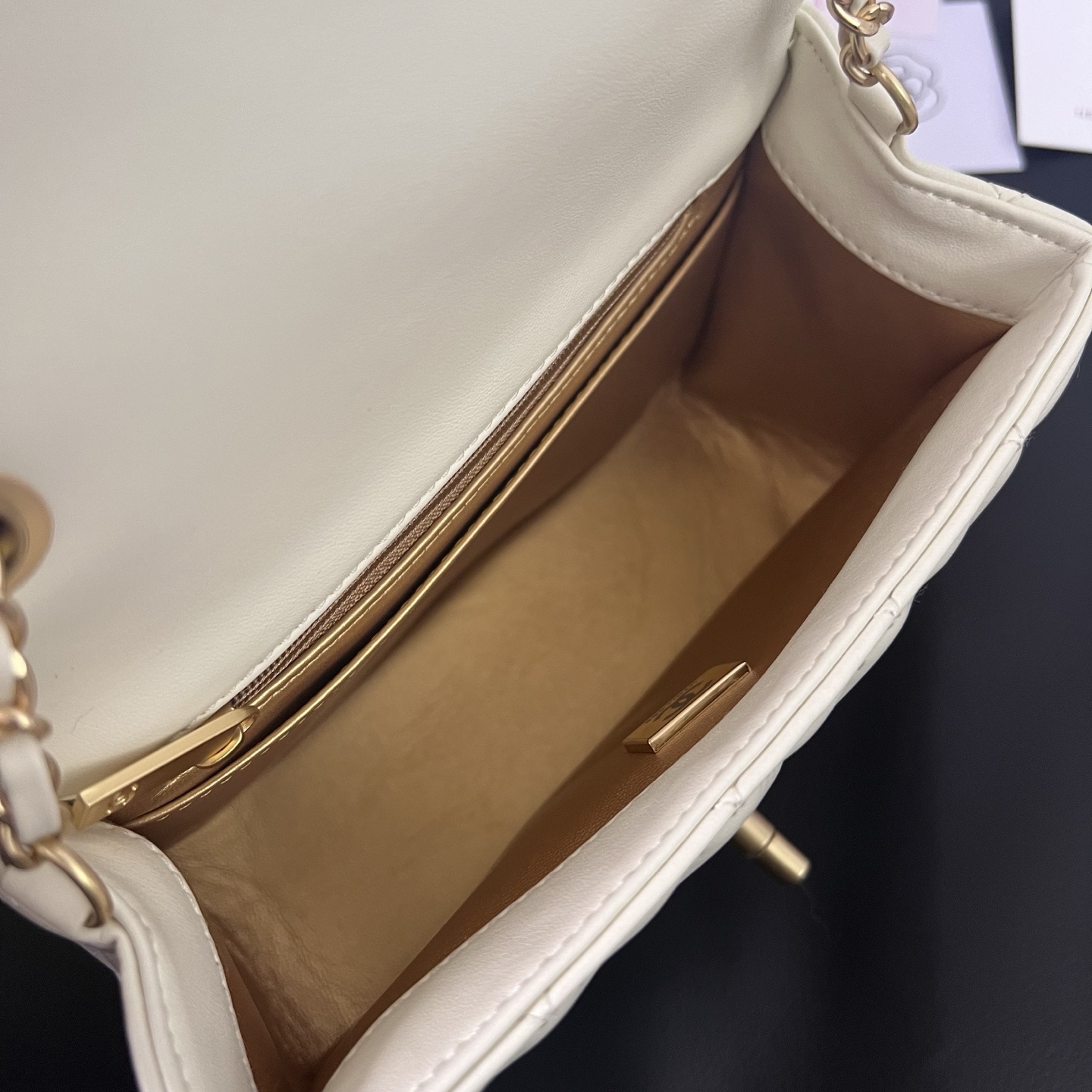 Chanel White Gold Ball Square Flap Bag