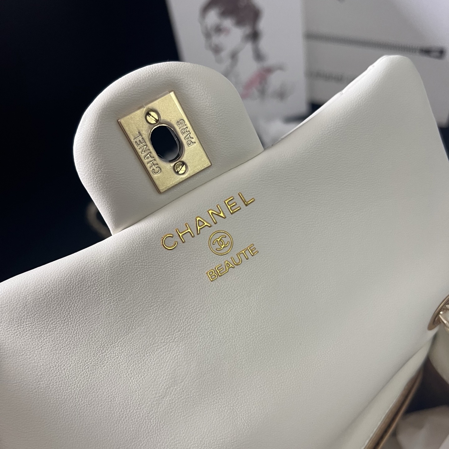 Chanel White Gold Ball Square Flap Bag