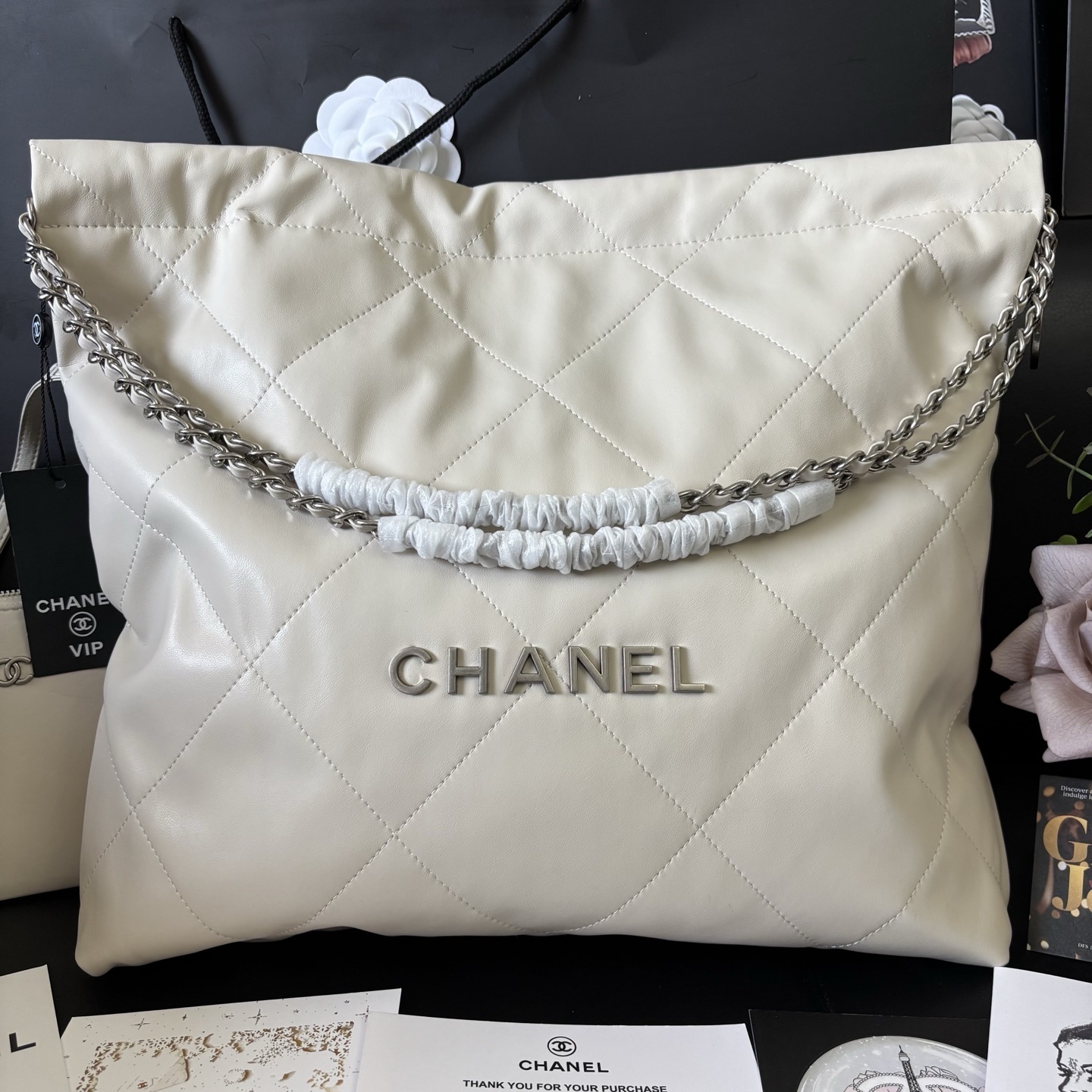Chanel White 22 Tote Bag