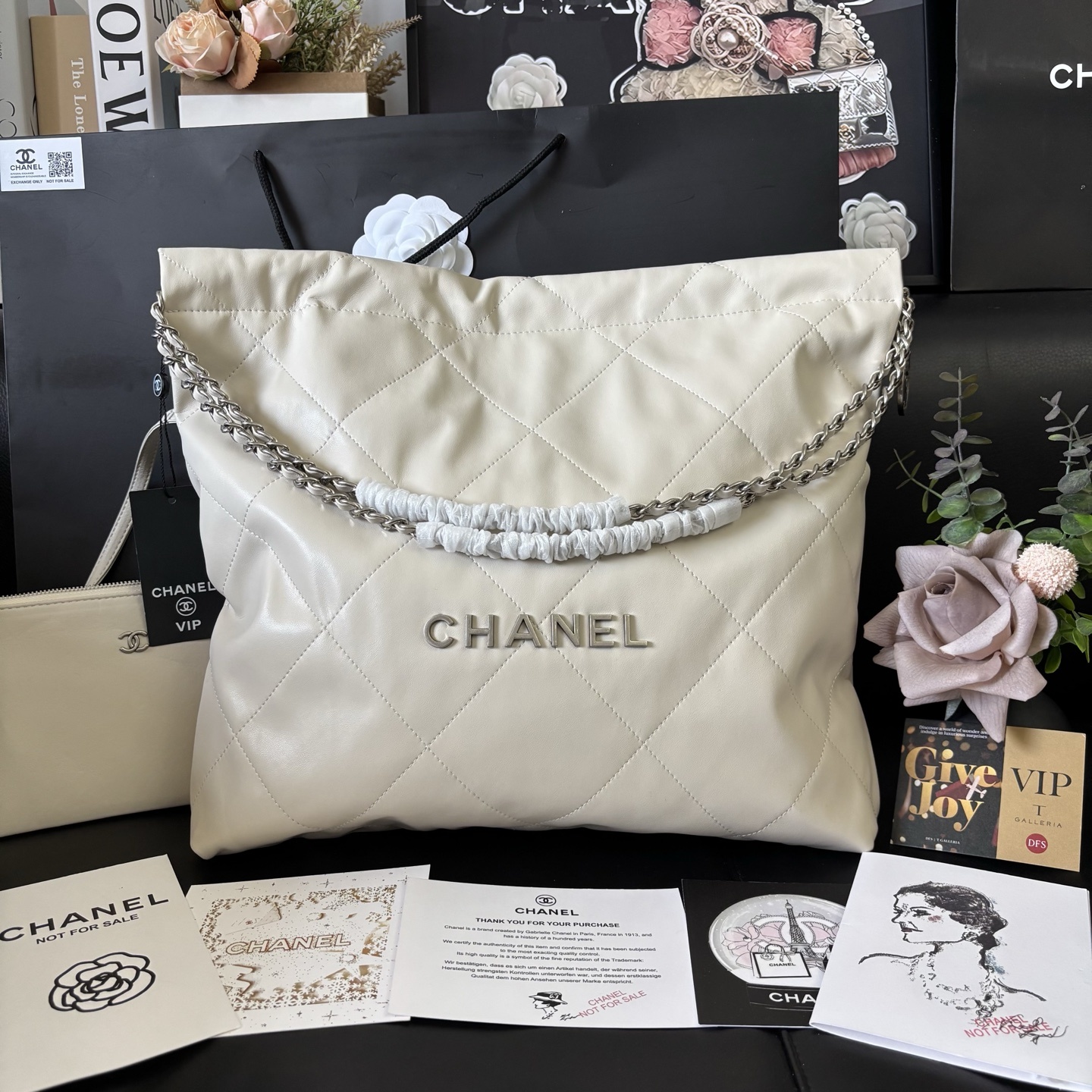 Chanel White 22 Tote Bag