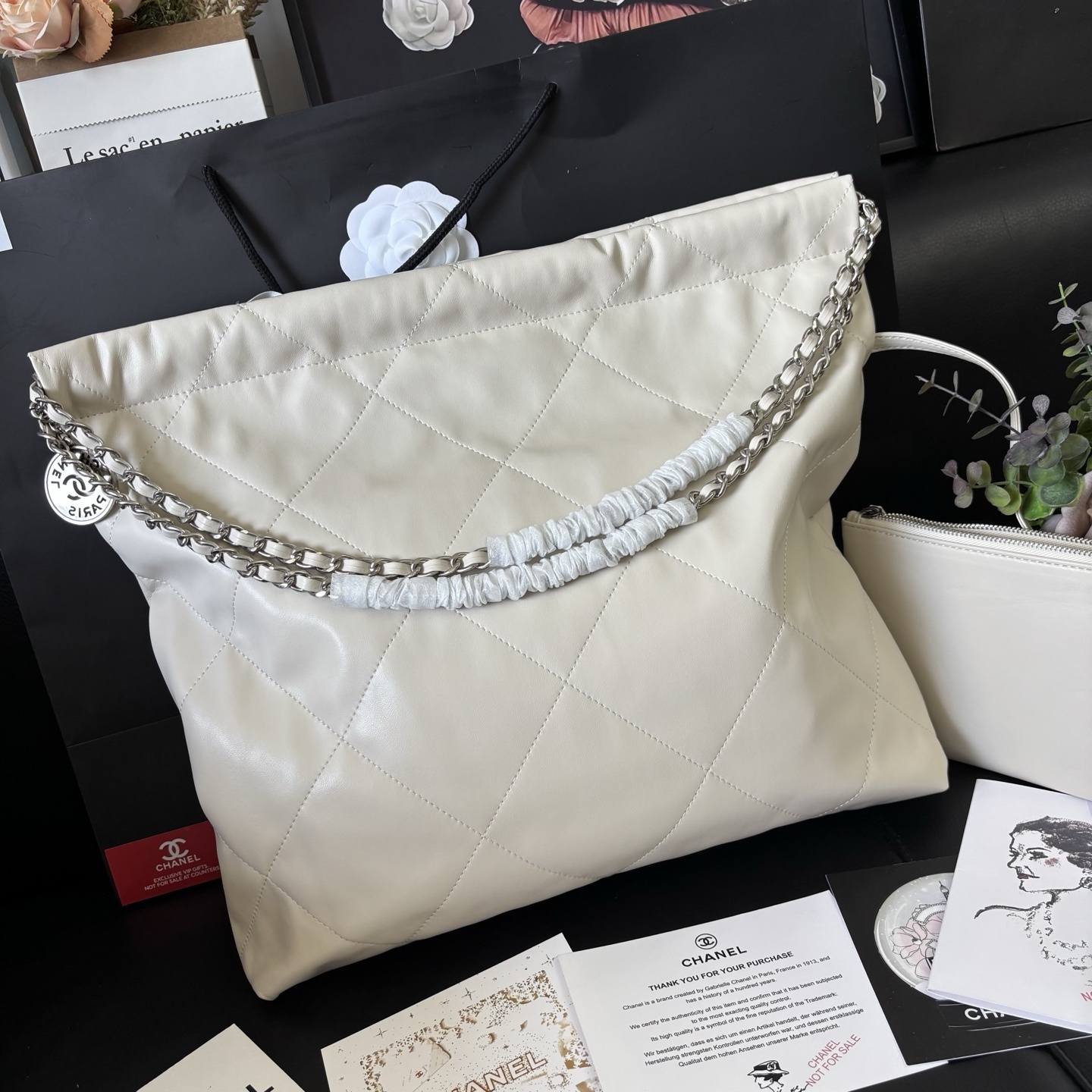 Chanel White 22 Tote Bag
