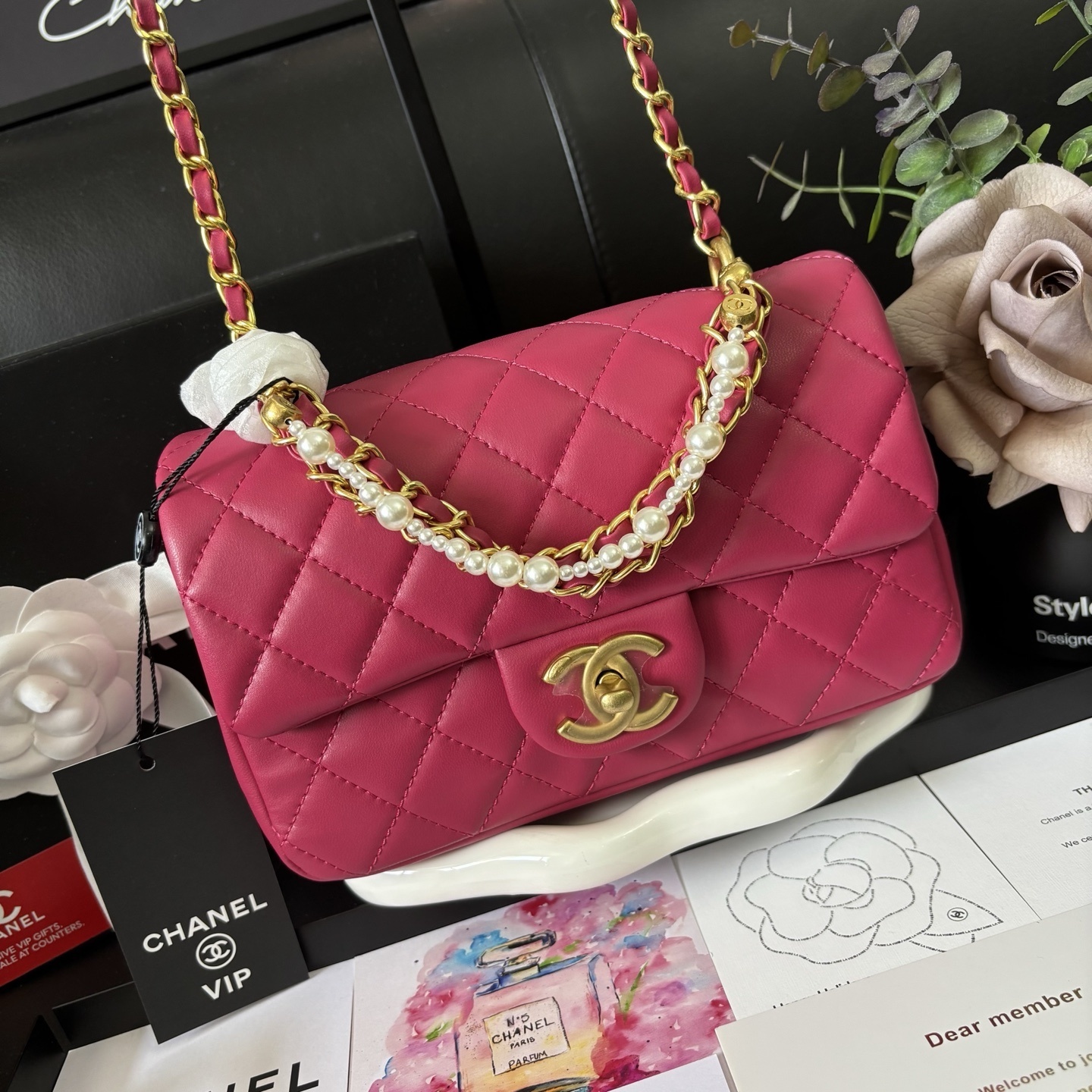Chanel 24P Fuchsia Pearl Square Mini Bag