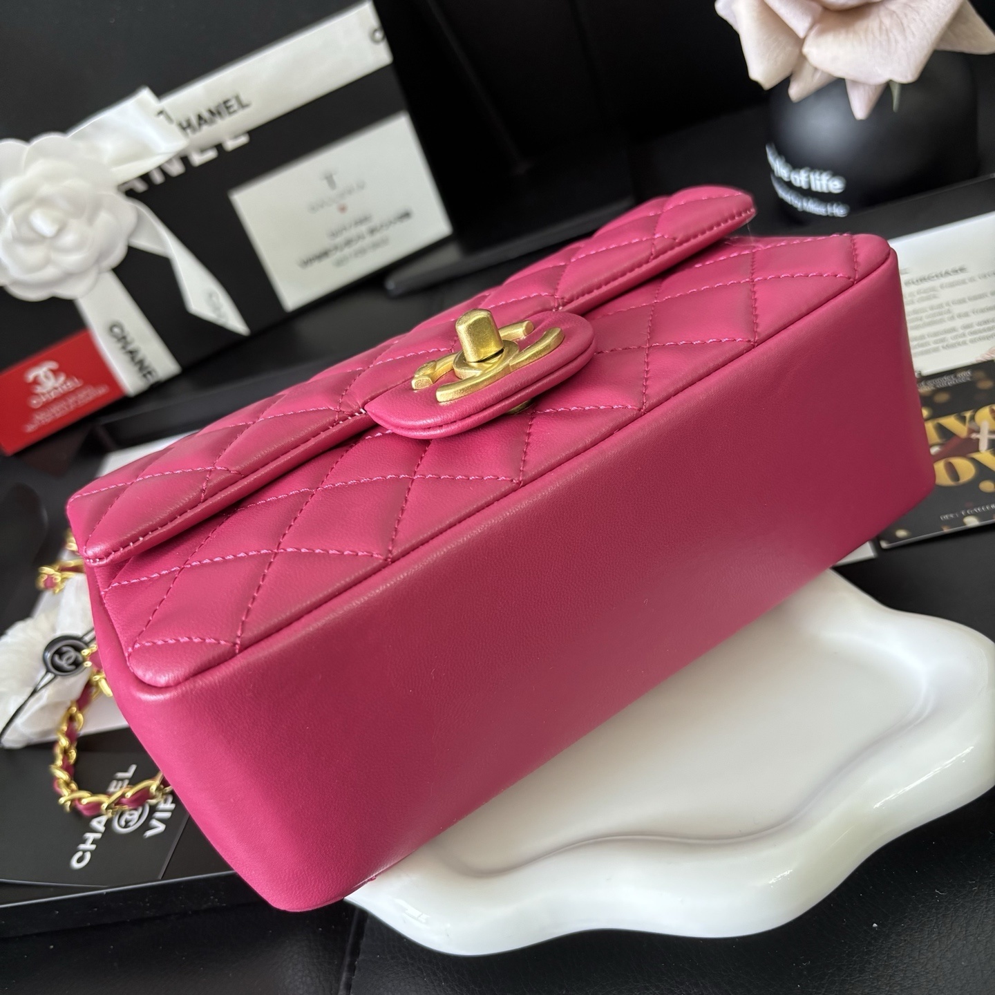 Chanel 24P Fuchsia Pearl Square Mini Bag