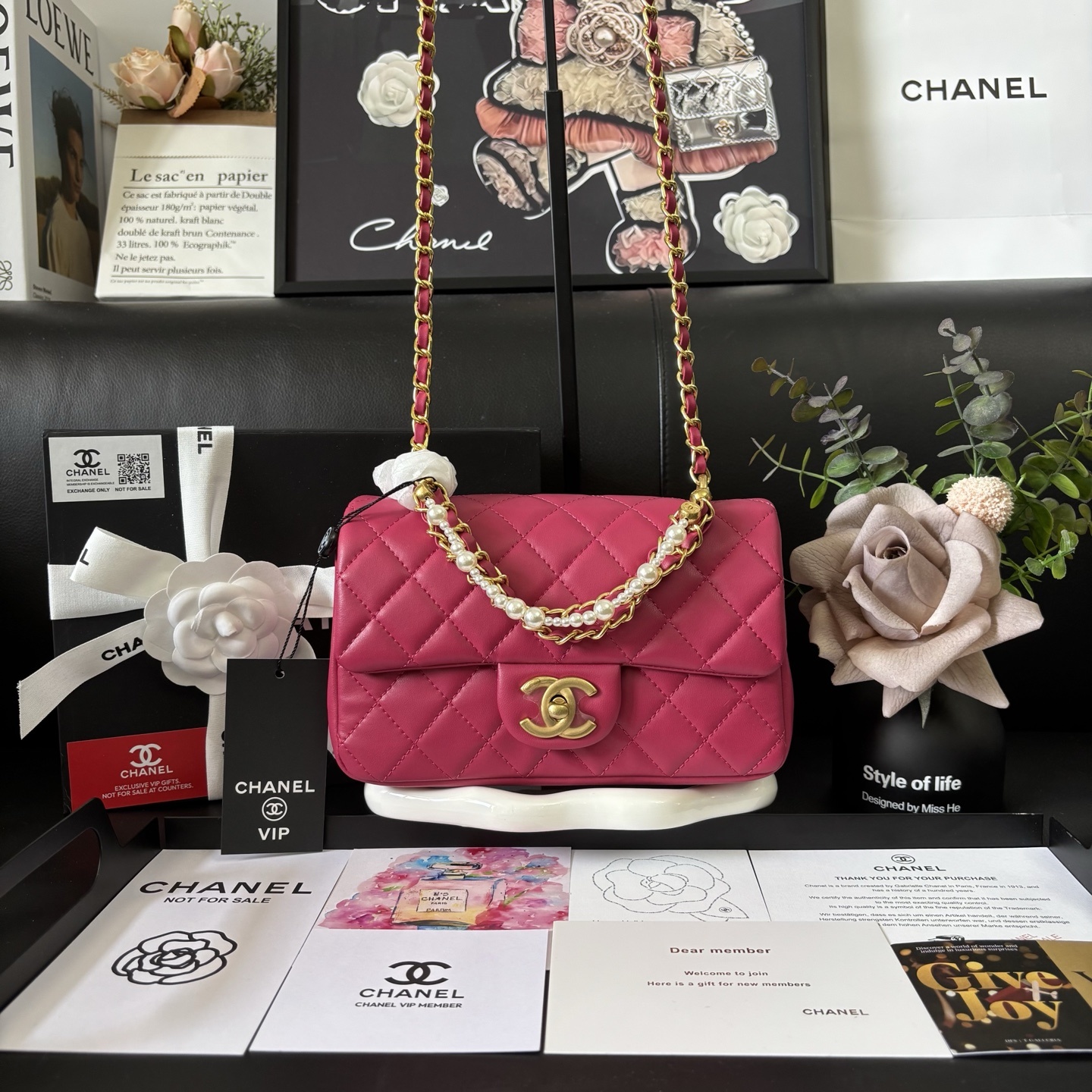 Chanel 24P Fuchsia Pearl Square Mini Bag