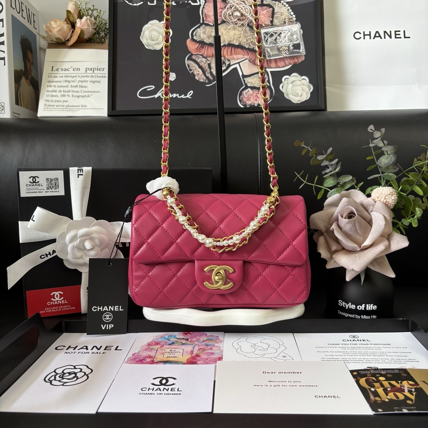 Chanel 24P Fuchsia Pearl Square Mini Bag