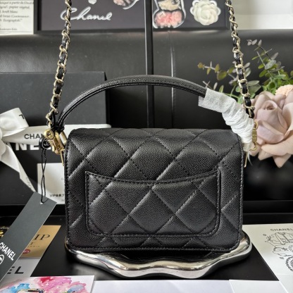 Chanel Black 24K Handle Mini Flap Bag