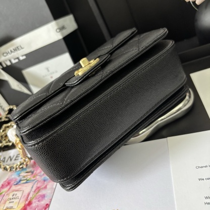 Chanel Black 24K Handle Mini Flap Bag