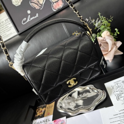 Chanel Black 24K Handle Mini Flap Bag