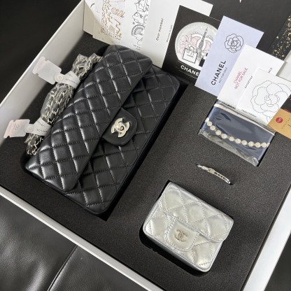 CHANEL CF Bag + Lipstick Case + Bracelet + Silk Scarf Set