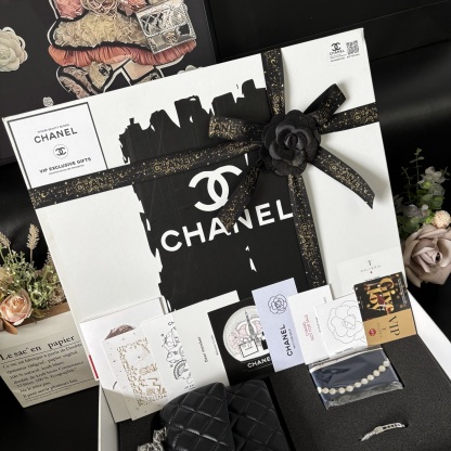 CHANEL CF Bag + Lipstick Case + Bracelet + Silk Scarf Set