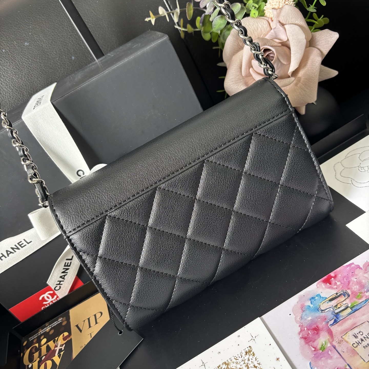 Chanel Black Vintage Chain WOC Bag
