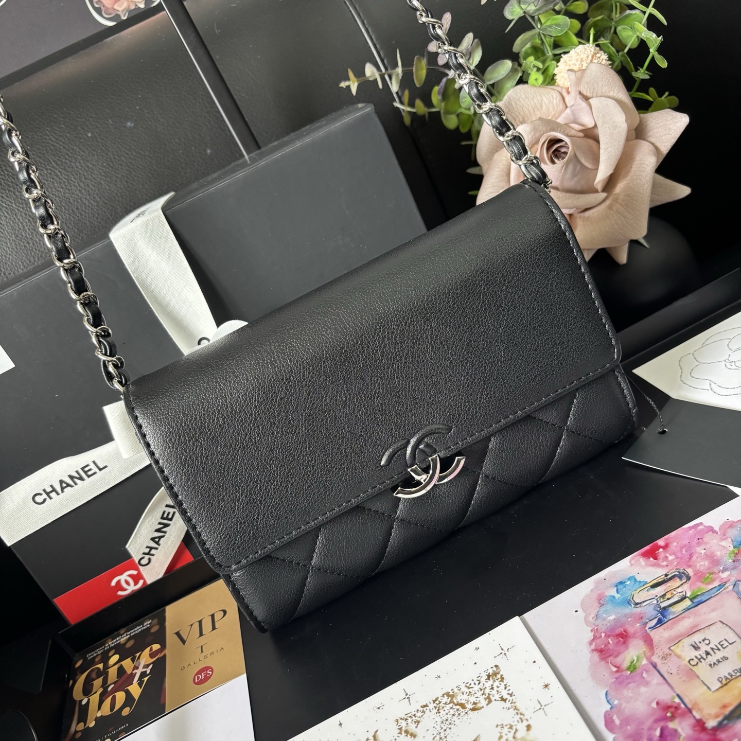 Chanel Black Vintage Chain WOC Bag