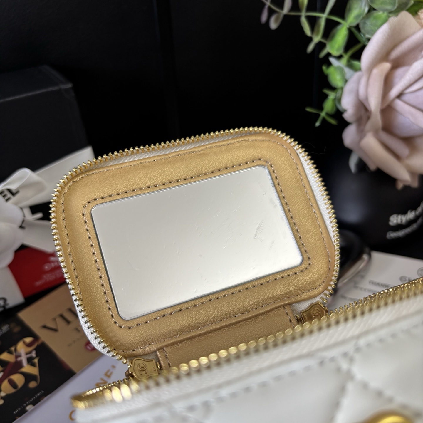 Chanel Cosmetic Pouch /Gold Ball Lipstick Case