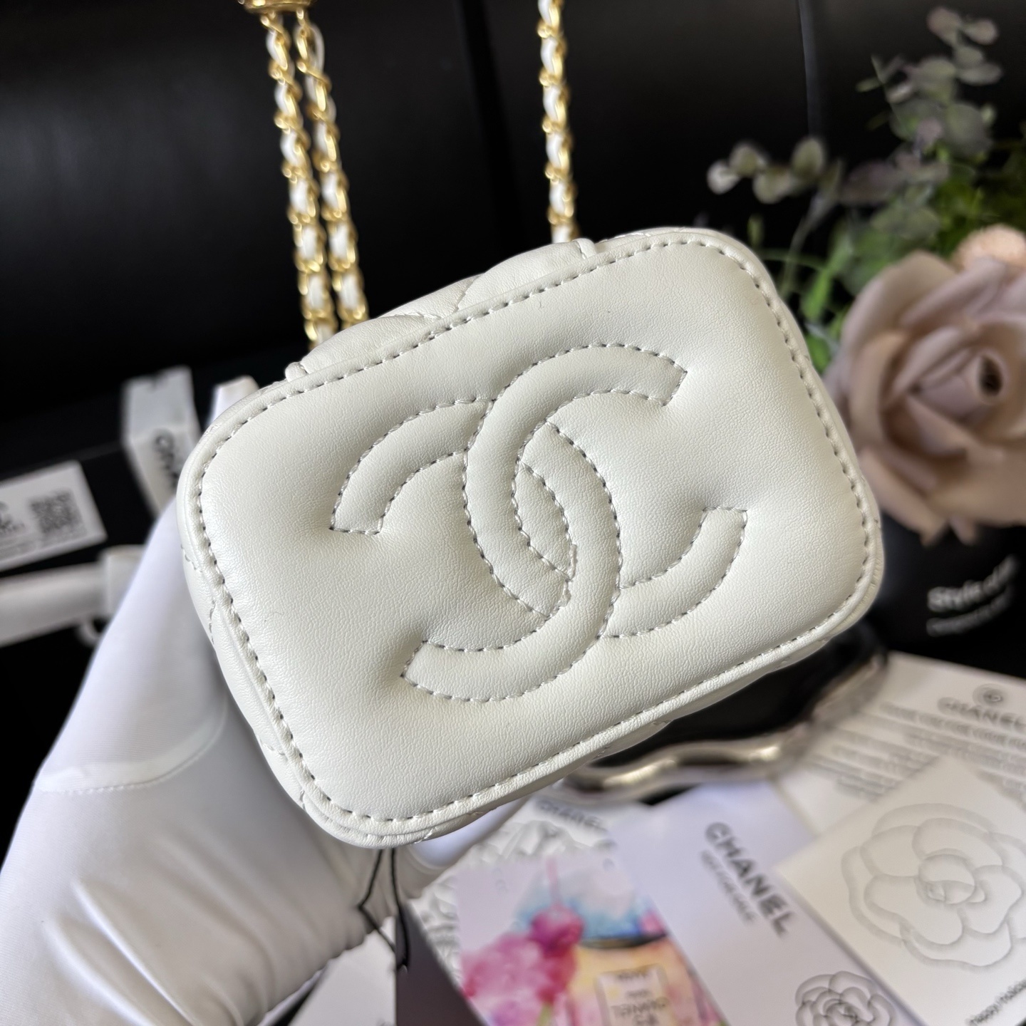 Chanel Cosmetic Pouch /Gold Ball Lipstick Case