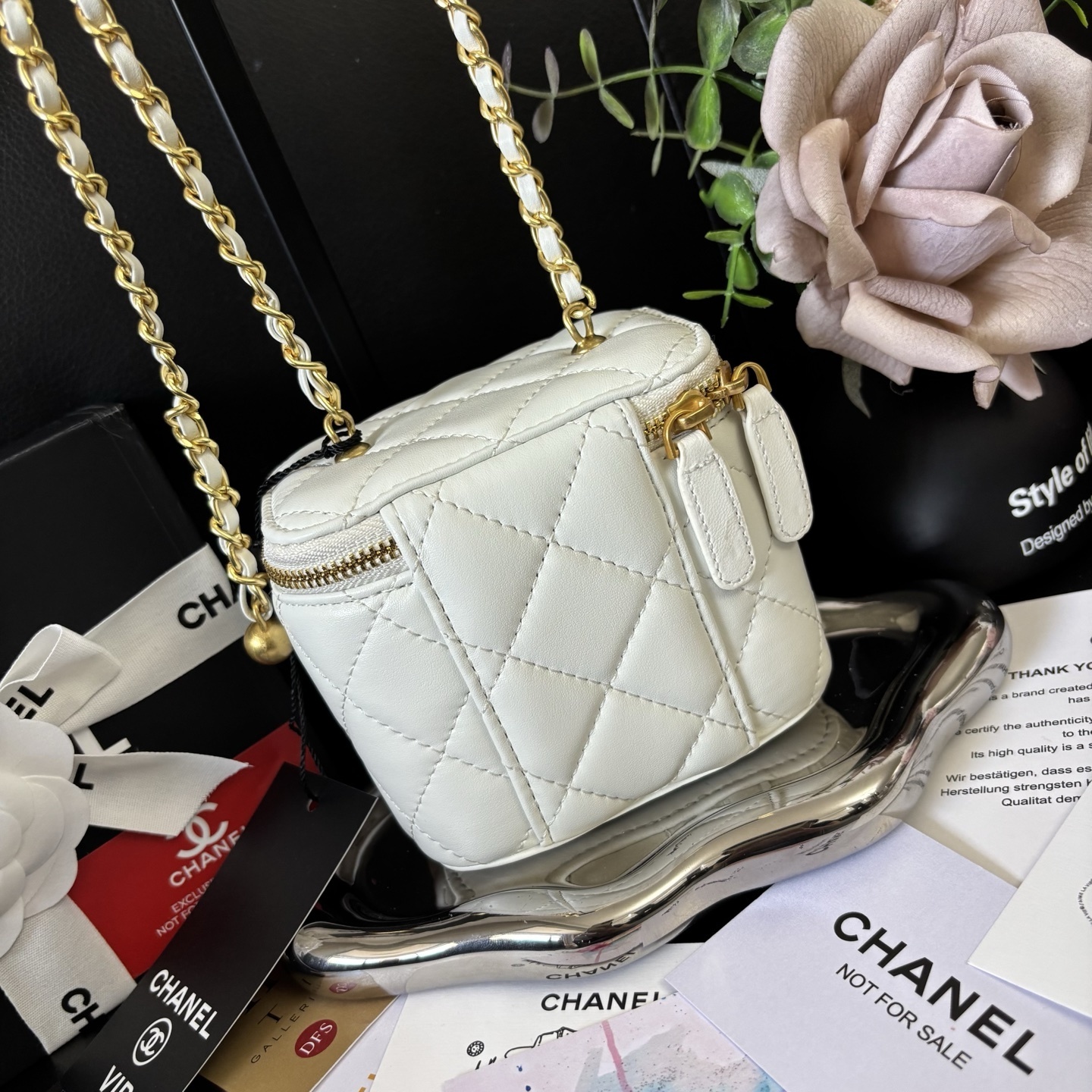 Chanel Cosmetic Pouch /Gold Ball Lipstick Case