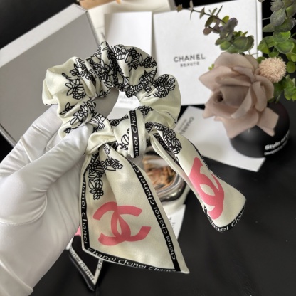 Chanel Letter Ribbon Ponytail Scrunchie