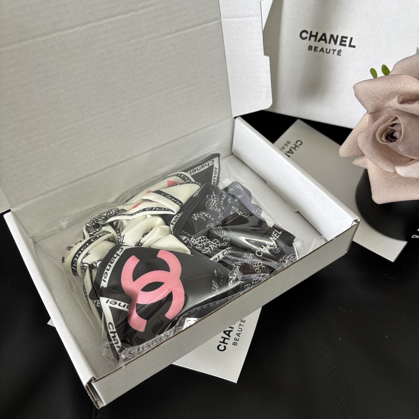 Chanel Letter Ribbon Ponytail Scrunchie