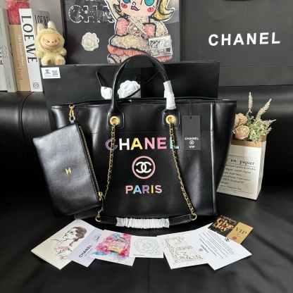 Chanel Enamel Logo Beach Tote Bag