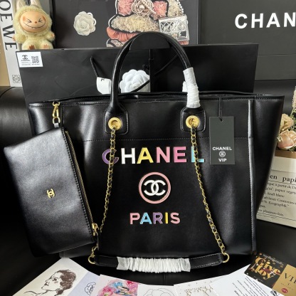 Chanel Enamel Logo Beach Tote Bag