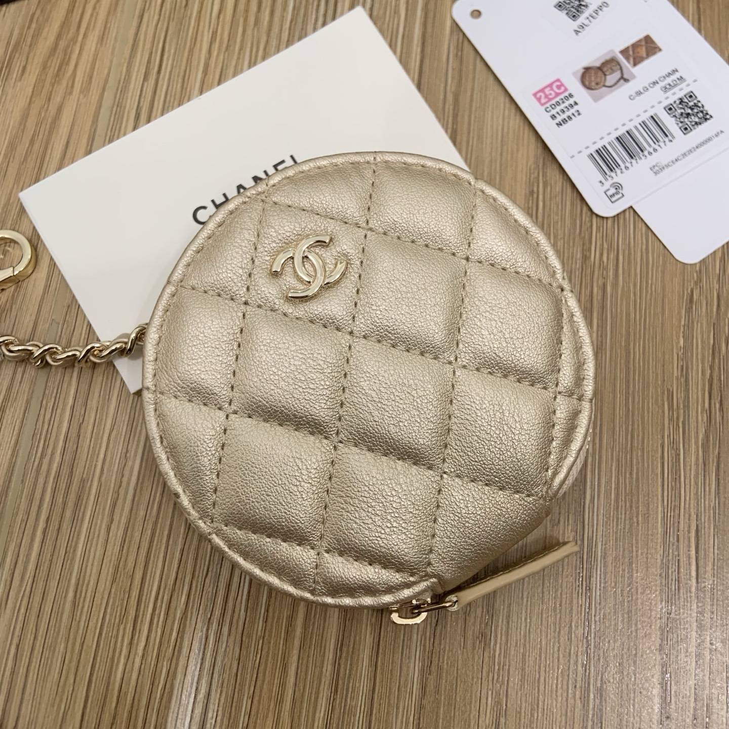 CHANEL Twin Pouch Set: Luxury Headphone Case & Round Coin Purse (Gold/Black) | Dust Bag + Gift Box