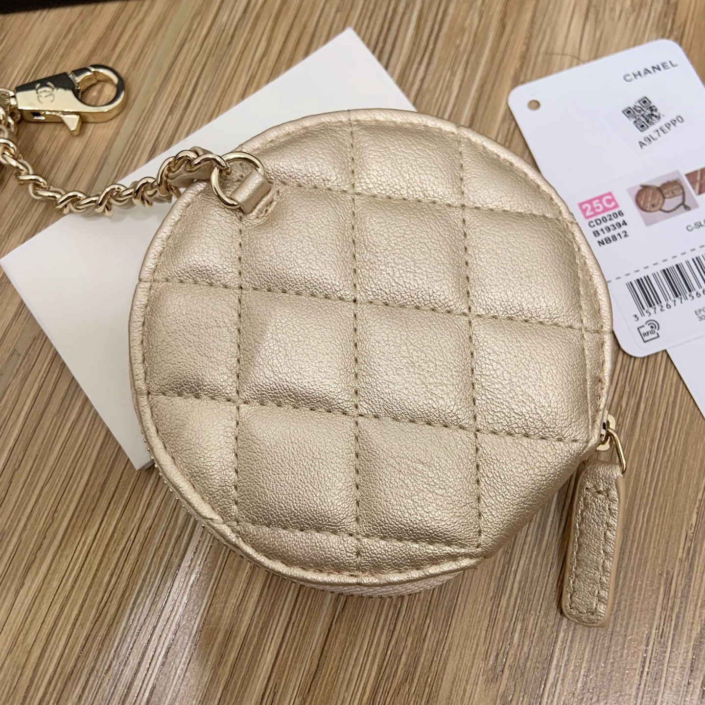 CHANEL Twin Pouch Set: Luxury Headphone Case & Round Coin Purse (Gold/Black) | Dust Bag + Gift Box
