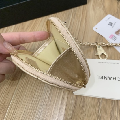 CHANEL Twin Pouch Set: Luxury Headphone Case & Round Coin Purse (Gold/Black) | Dust Bag + Gift Box