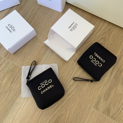 Chanel Coco Mini Pouch: Detachable Strap Cosmetic & Coin Wallet | Keychain Accessory (Pink/Black) 7x3x9cm
