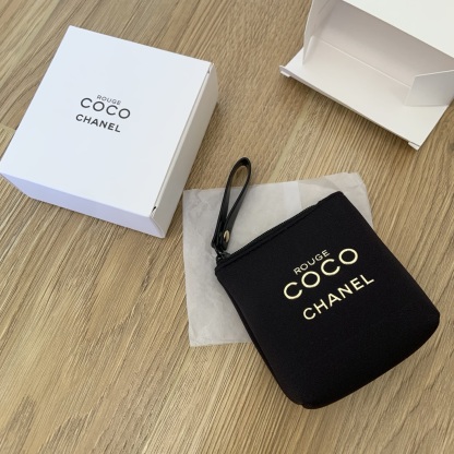 Chanel Coco Mini Pouch: Detachable Strap Cosmetic & Coin Wallet | Keychain Accessory (Pink/Black) 7x3x9cm