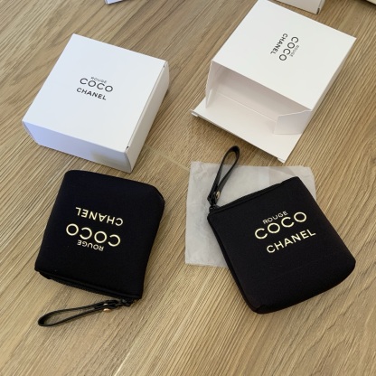 Chanel Coco Mini Pouch: Detachable Strap Cosmetic & Coin Wallet | Keychain Accessory (Pink/Black) 7x3x9cm