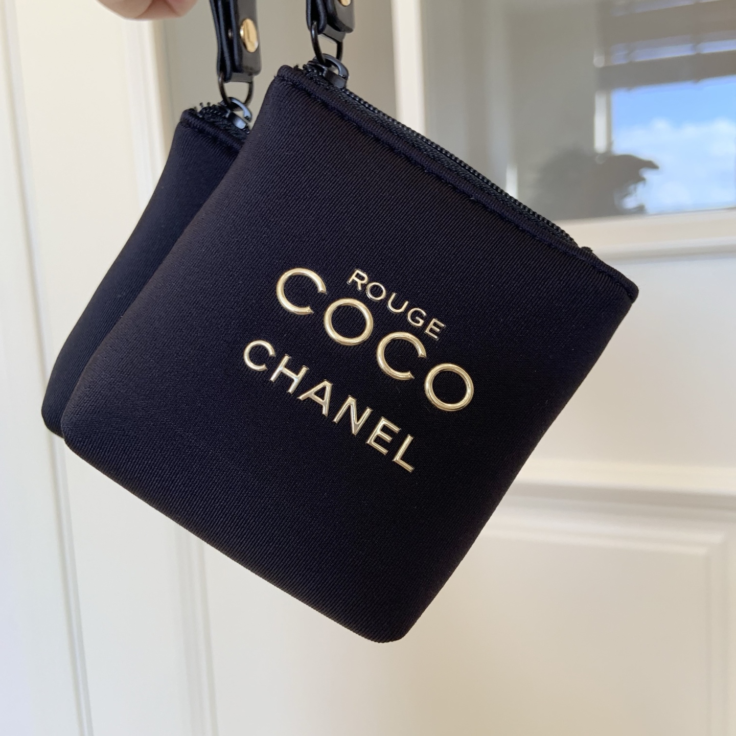 Chanel Coco Mini Pouch: Detachable Strap Cosmetic & Coin Wallet | Keychain Accessory (Pink/Black) 7x3x9cm