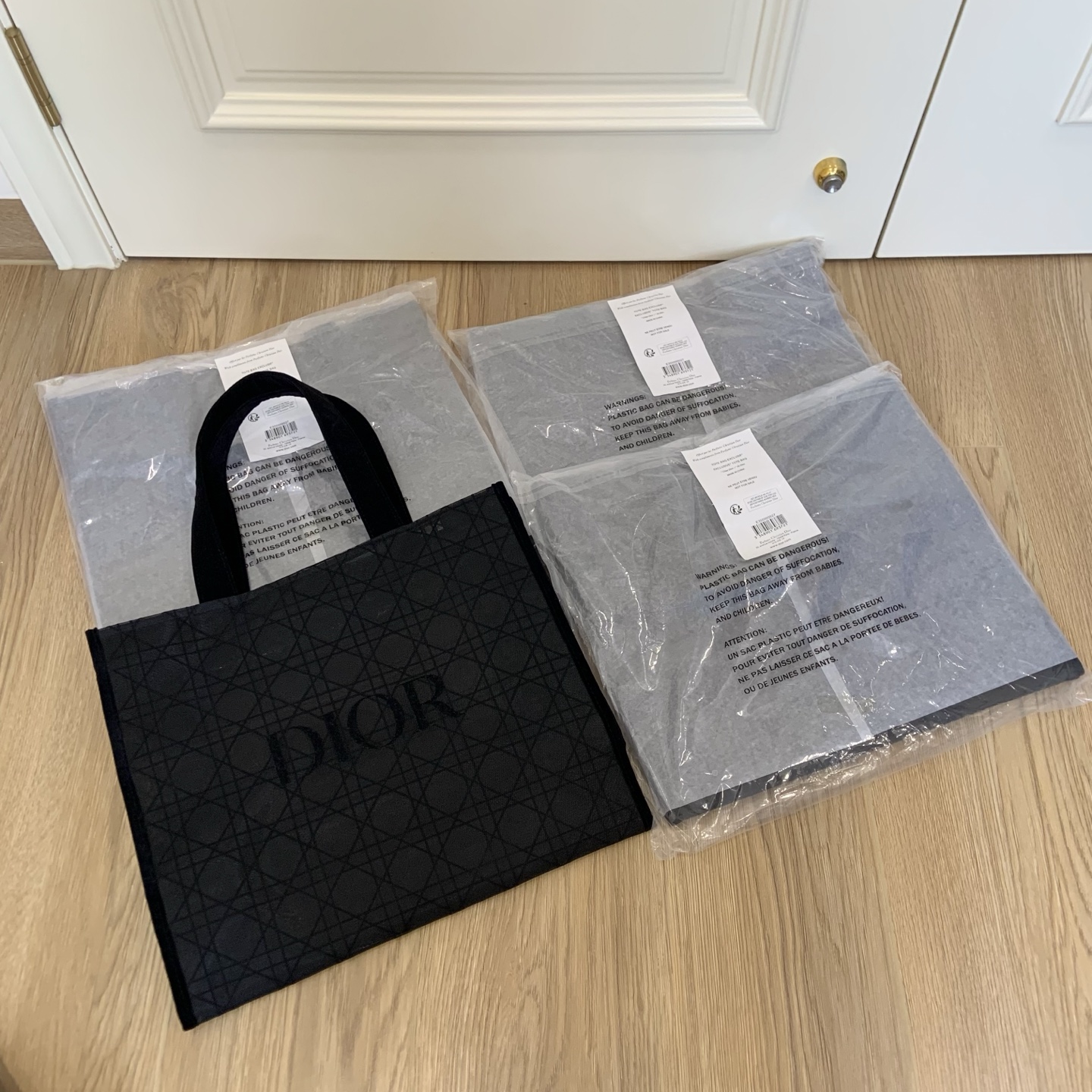 DIOR Cannage Mesh Tote Bag | Sheer Lace-Trim Tote 41x38x15cm (Black) - Work/Travel/Mom Bag