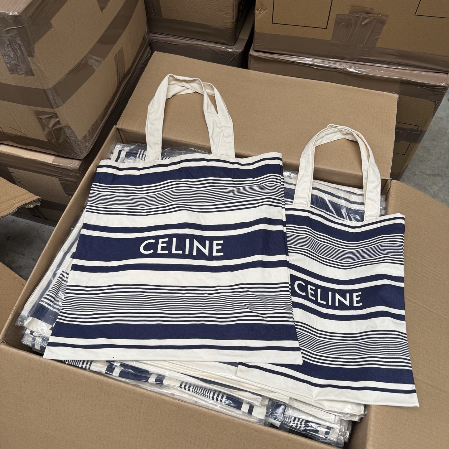 CELINE25 Riviera Tote: Limited Canvas Beach Bag | 49x48.5cm & 32x40cm | Striped Vacation Style