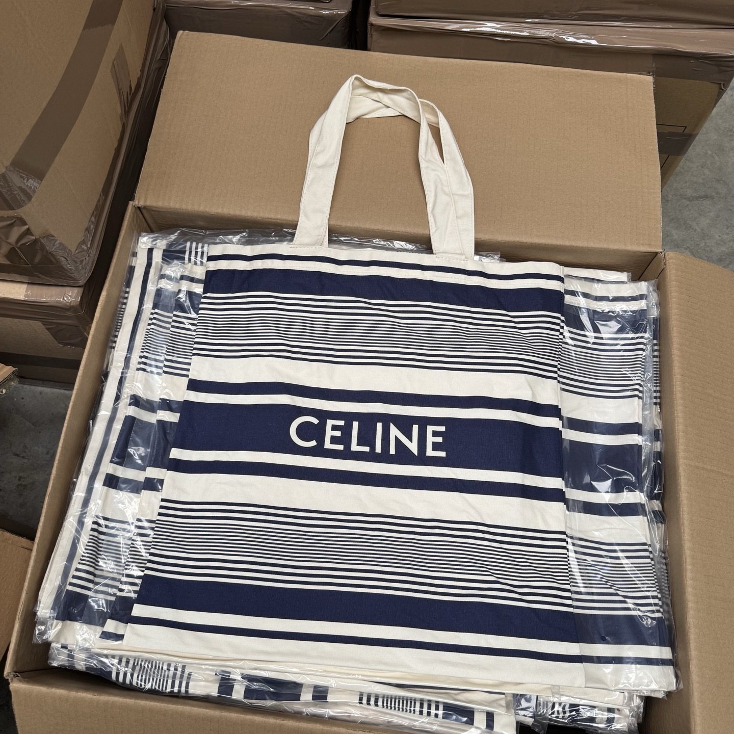 CELINE25 Riviera Tote: Limited Canvas Beach Bag | 49x48.5cm & 32x40cm | Striped Vacation Style
