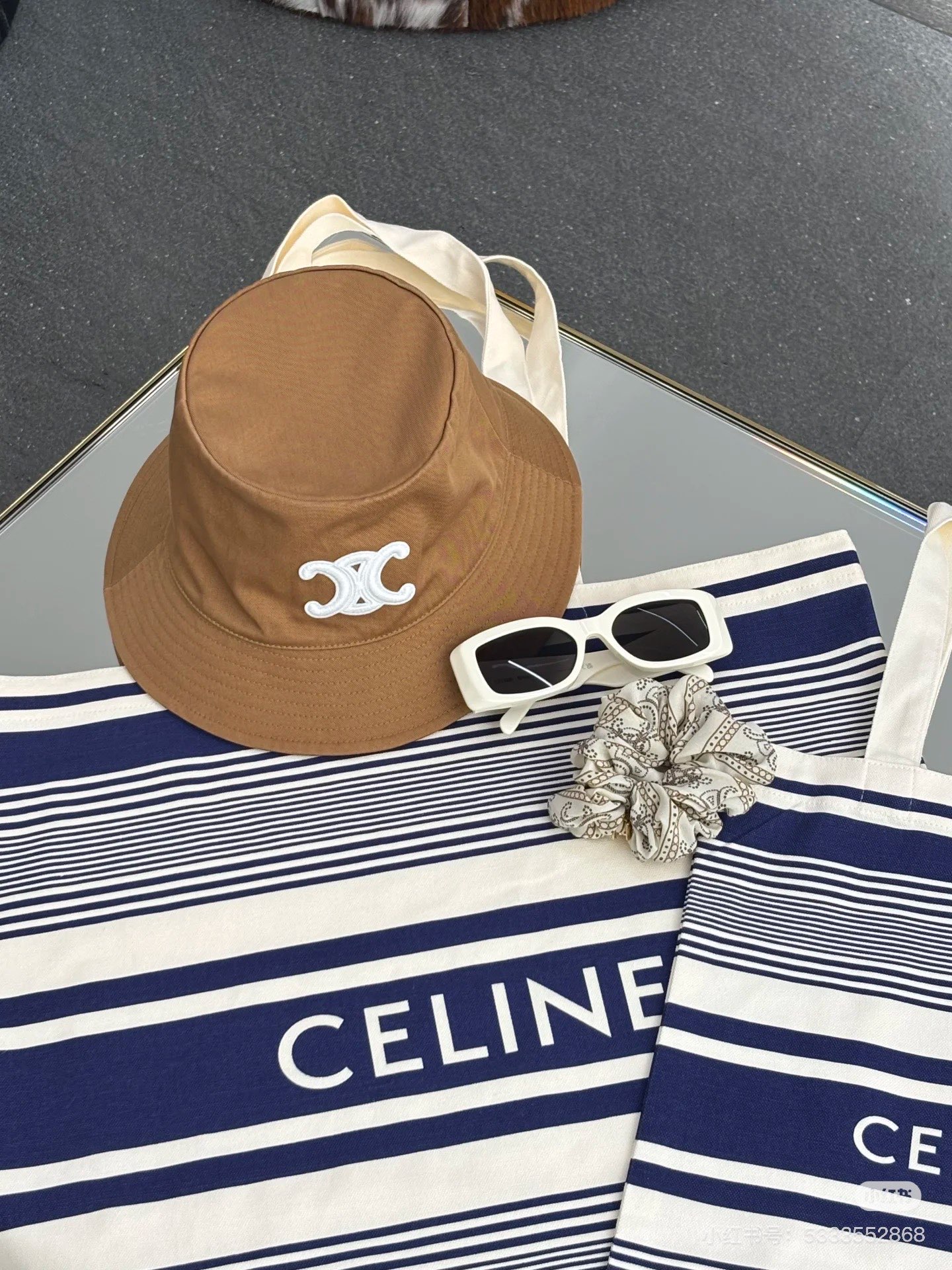 CELINE25 Riviera Tote: Limited Canvas Beach Bag | 49x48.5cm & 32x40cm | Striped Vacation Style