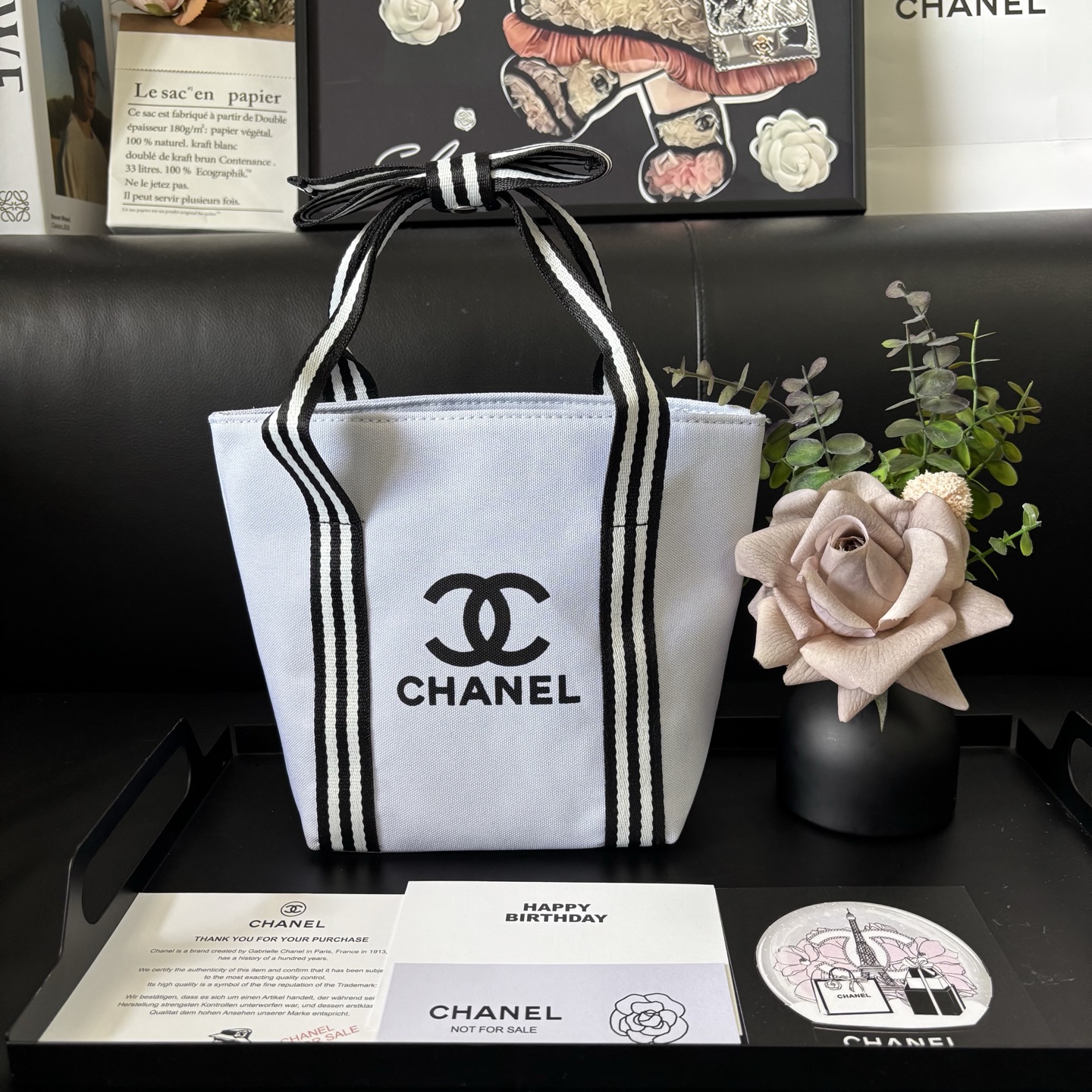 Chanel-Style Bow Tote | Canvas Crossbody 16x19cm (Seasons Classic) + G