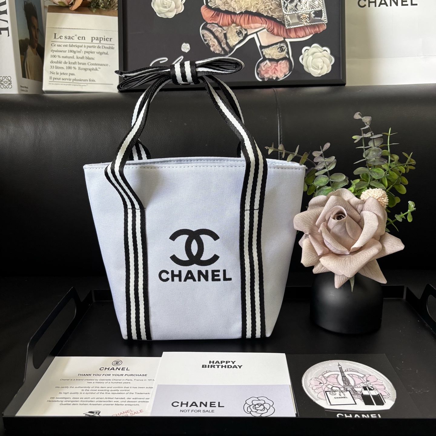 Chanel-Style Bow Tote | Canvas Crossbody 16x19cm (Seasons Classic) + G