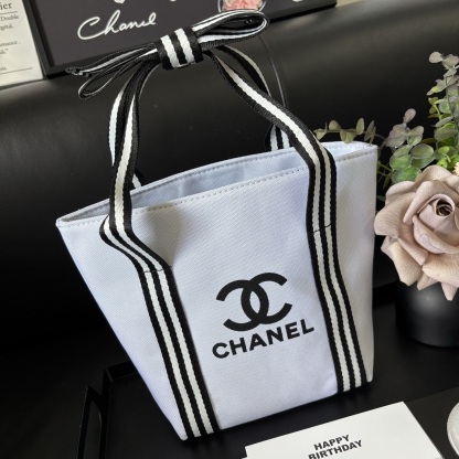 Chanel-Style Bow Tote | Canvas Crossbody 16x19cm (Seasons Classic) + Gift Box