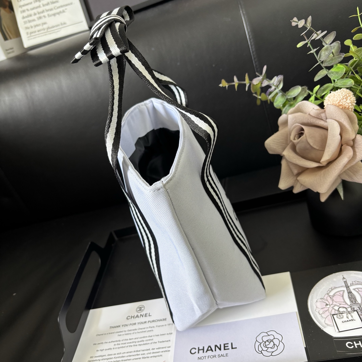 Chanel-Style Bow Tote | Canvas Crossbody 16x19cm (Seasons Classic) + Gift Box